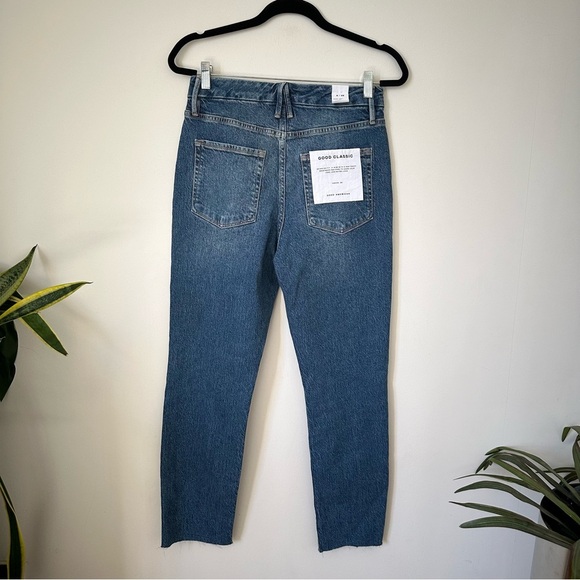 NWT Good American Good Classic Raw Hem High Rise Jeans In Blue Size 29 - Picture 3 of 7